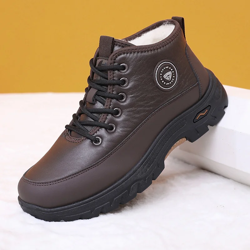 

Мужская зимняя хлопковая обувь 2025 года с флисом и утолщенной изоляцией для путешествий на открытом воздухе, противоскользящая и прочная, бесплатная доставка