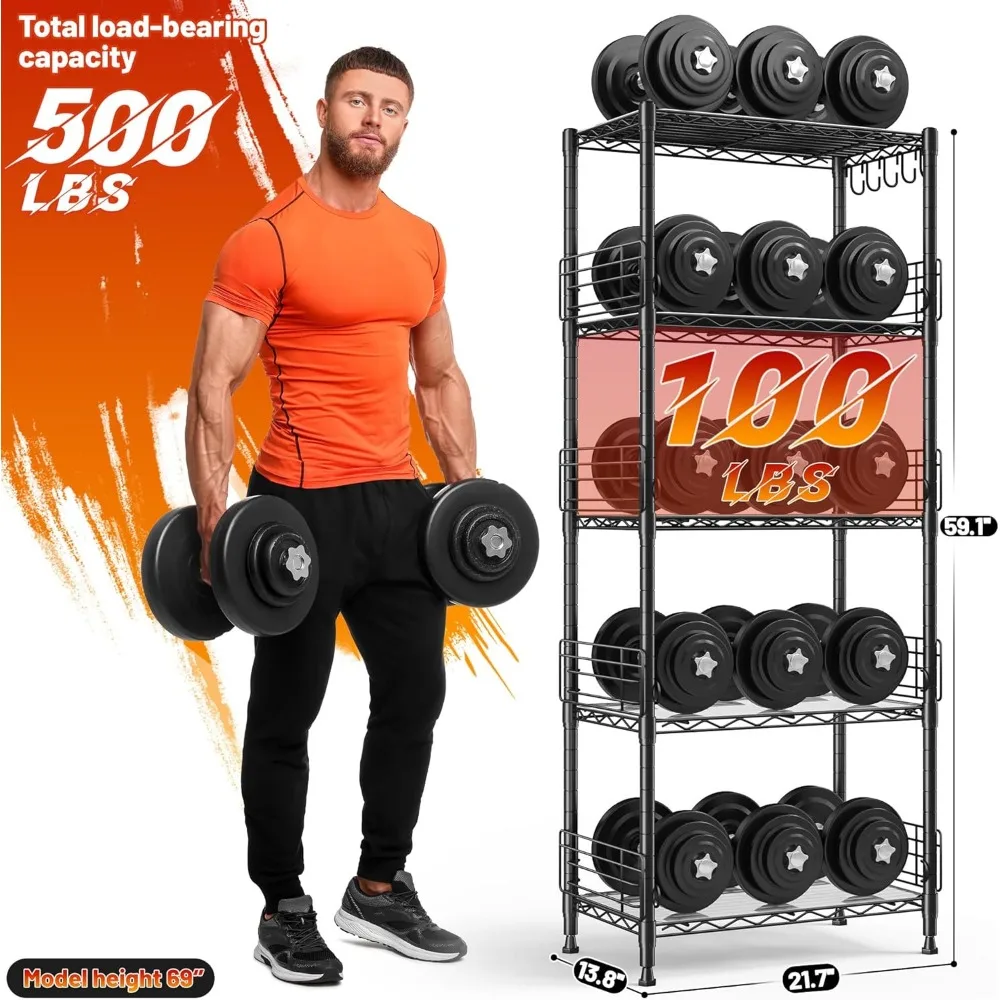 Adjustable 5-Tier Metal Wire Pantry Storage Unit with Side Blockers, 59.1 High