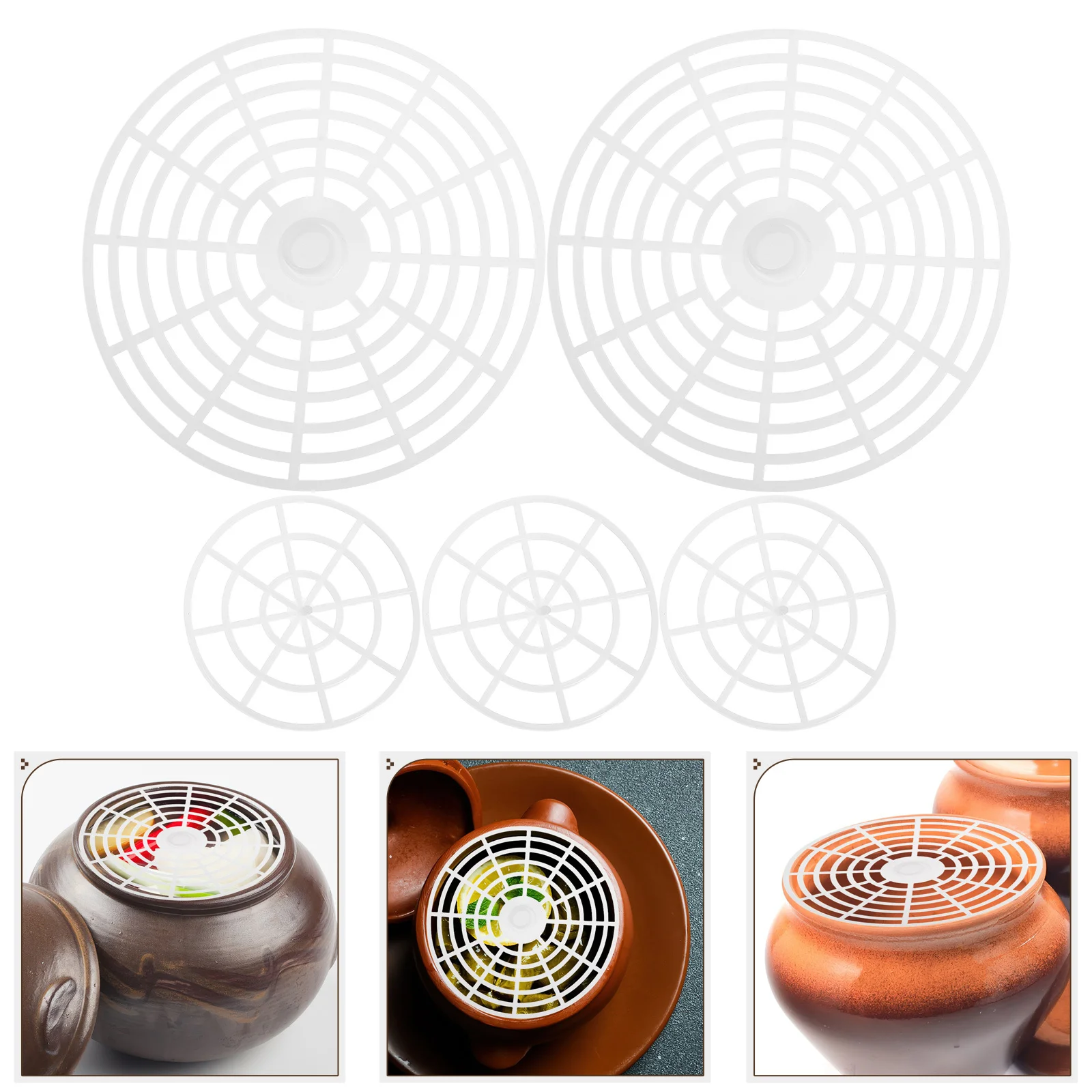 

5Pcs Pickle Jar Press Plates Plastic Fermentation Mesh Weights Vegetable Fermenting Jar Supplies Pickling Tool