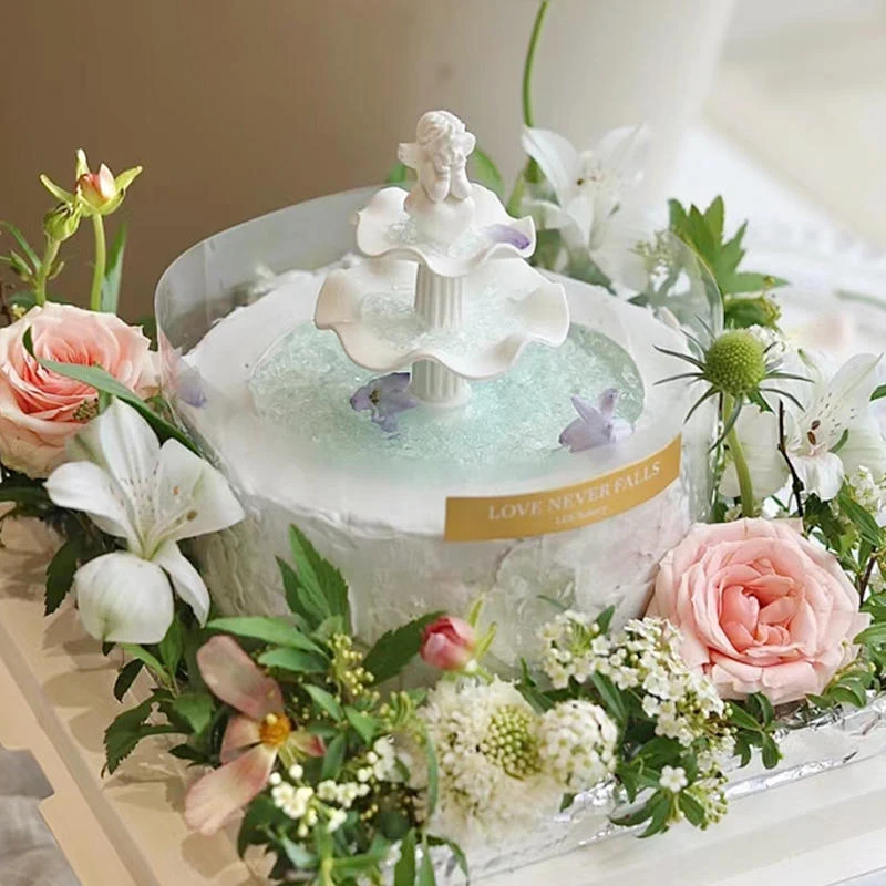 Силиконовая форма для украшения торта на день рождения ng Pool Little Angel, винтажная водная колонна, фонтан, кухонные инструменты для выпечки