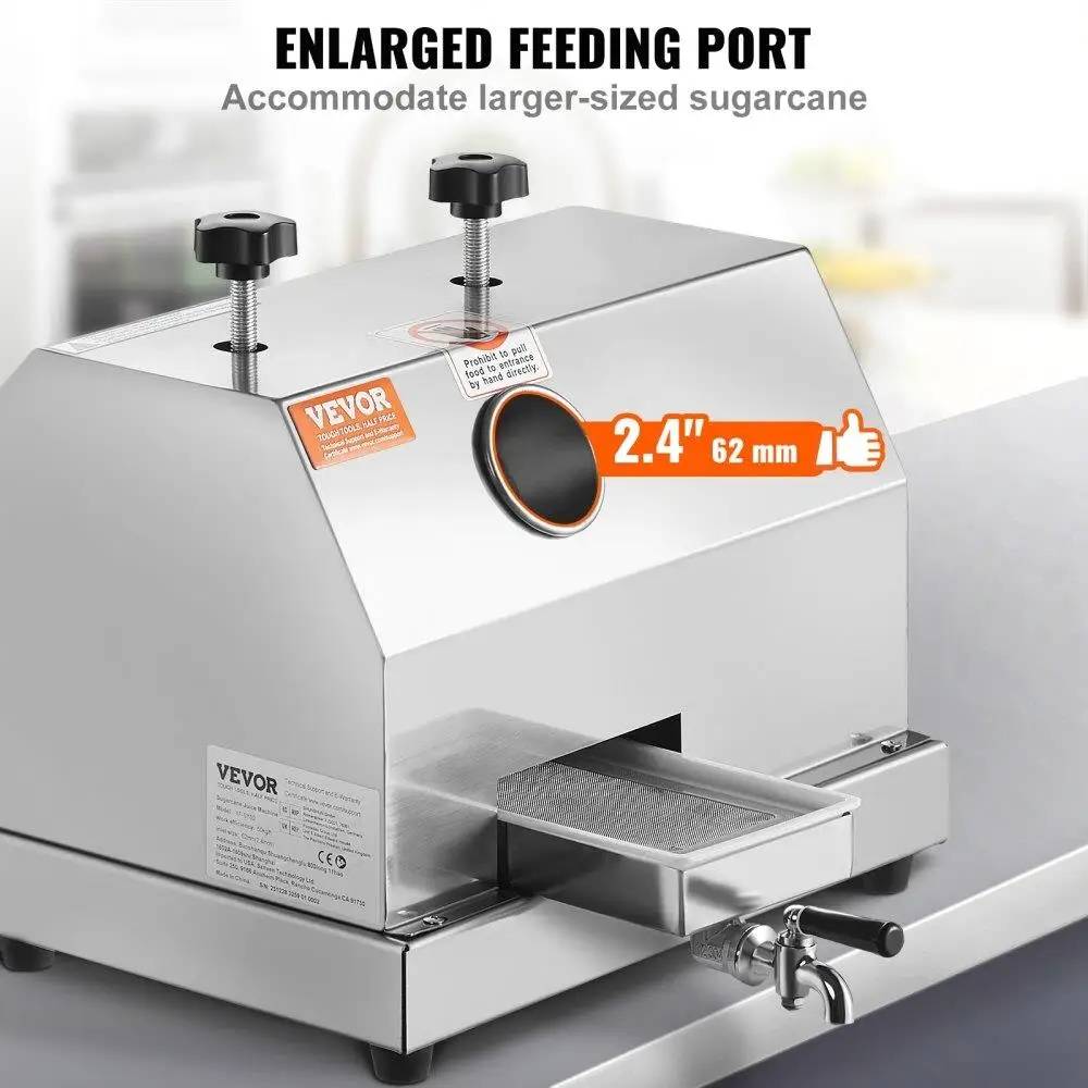 商業用高出力サトウキビジューサー 110LBS/H 3 ステンレス鋼ローラー 2.4 大型入口手動ジュース抽出器
