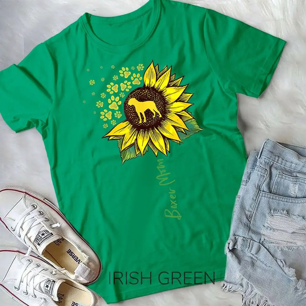 Boxer Mom Sunflower Boxer Dog Gifts Dog Mom Mama T-Shirt Unisex T-shirt