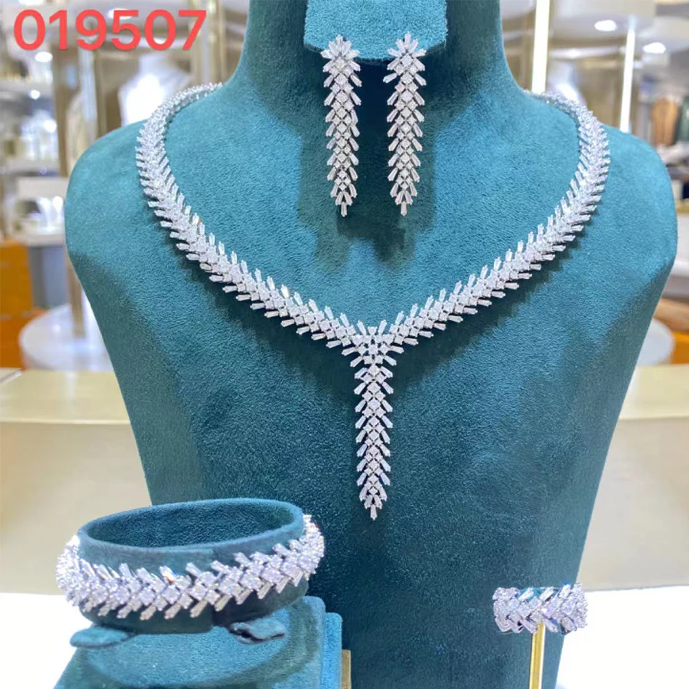 

019507 Bridal Necklace Set For Women Cubic Zirconia Jewelry Set For Middle East Party Wedding Jewellery Set Accessories