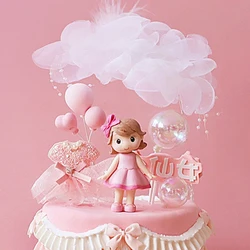 Sweet Girls Cute Cake Decorations Love Creative Figurine Kids Gifts Little Princess Birthday Party Accessories