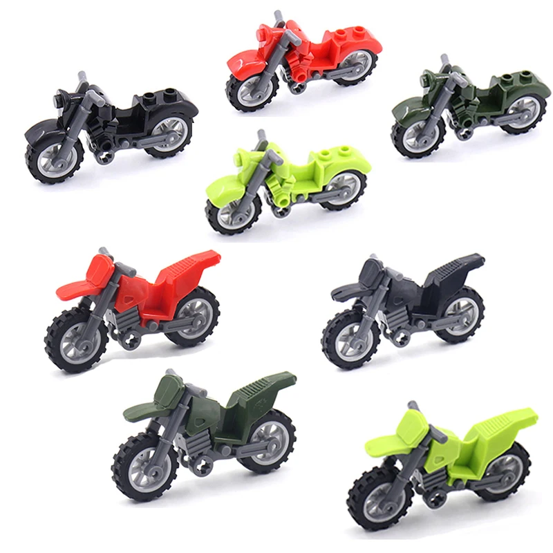 Military Equipment Motorcycle Building Blocks Motocross Sports Competition Children Toy Accessories Militaries Compatible Blocks