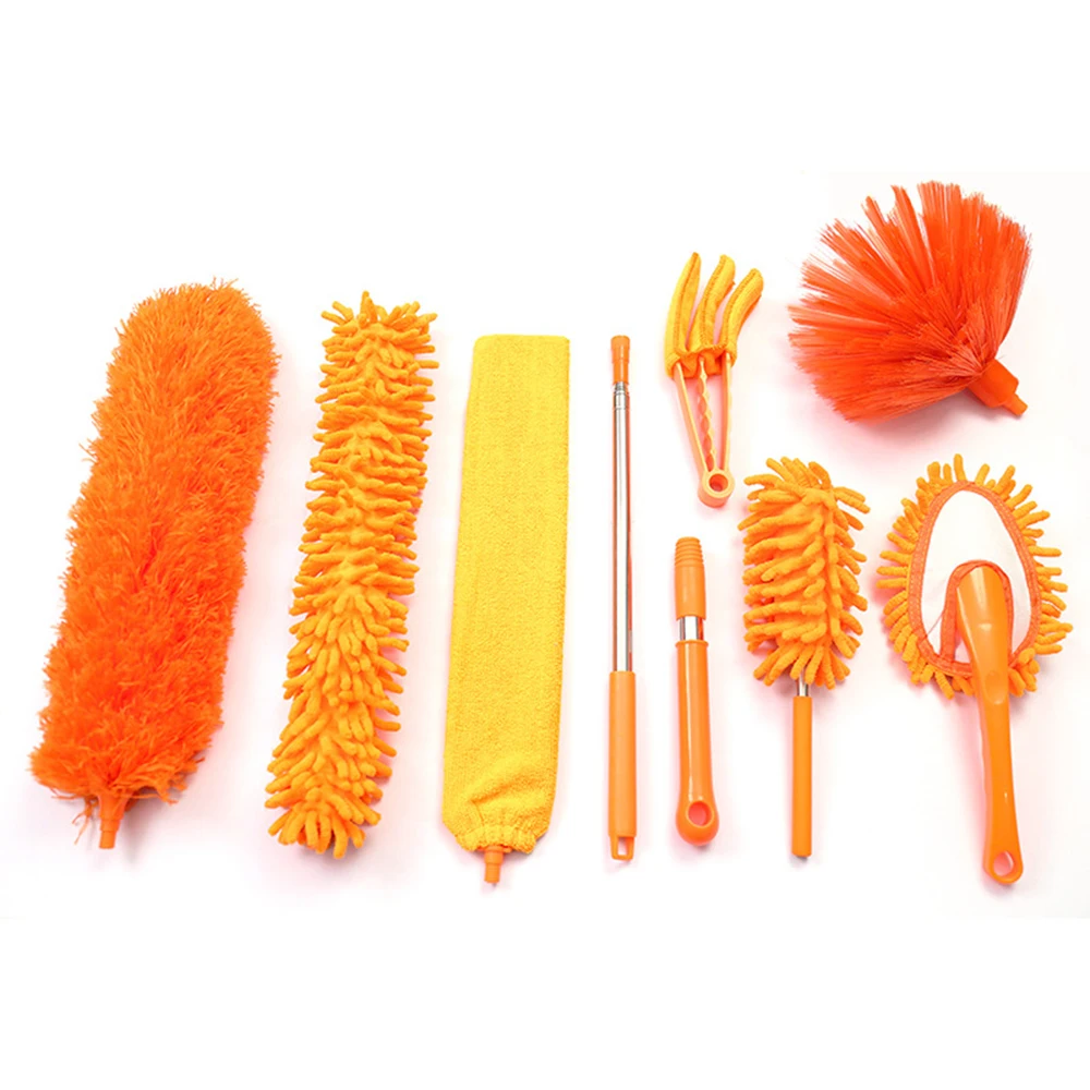 FUTUKNIGHT Electrostatic Feather Duster Retractable Dust Remover Blanket Extended Brush Chenille Sets Cleaning Tools 9pcs FUT132