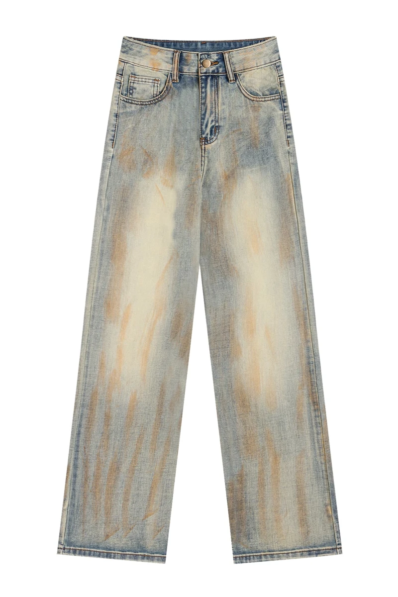 

Blue Jeans Women Vintage High Waisted Straight Denim Trouser loose Y2K 90s American Streetwear Wide Leg Classic Denim Pants ﻿