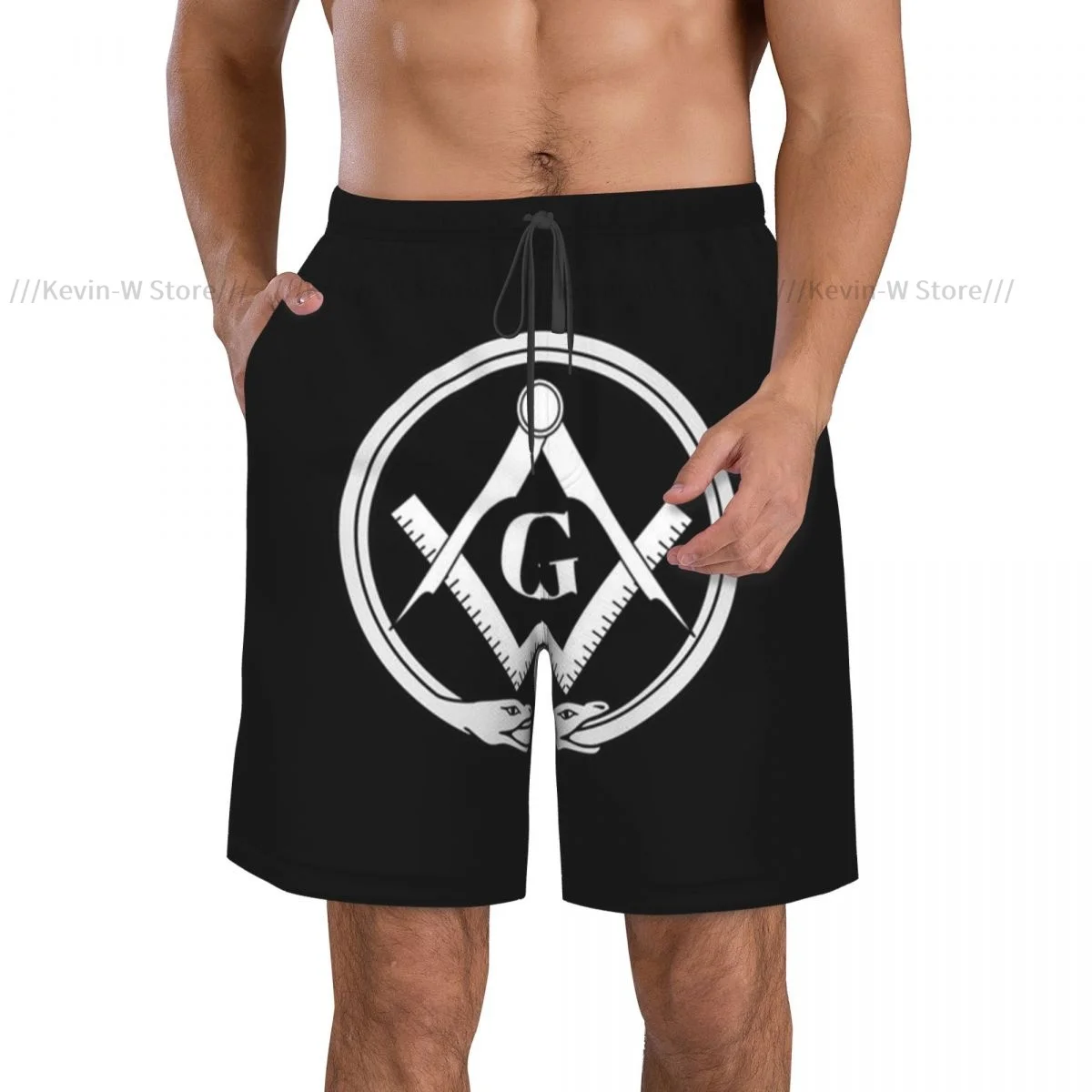 Quick Dry Summer Mens Swimwear Beach Board Short Briefs For Man Freemasonry Masonic Lodge Symbol Swimming Trunk Beachwear