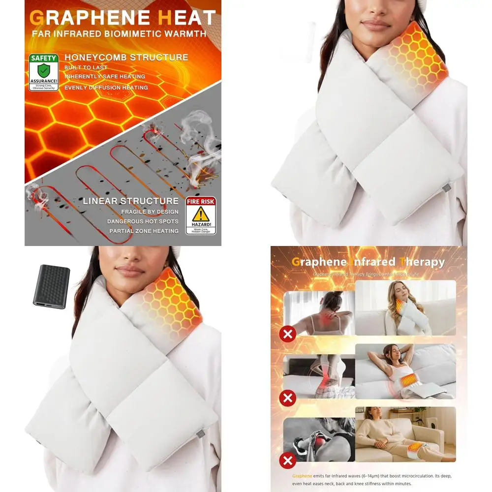 

Fast-Heating Lightweight Graphene Puffer Scarf with 6000mAh Battery for Women, 5V2A Power