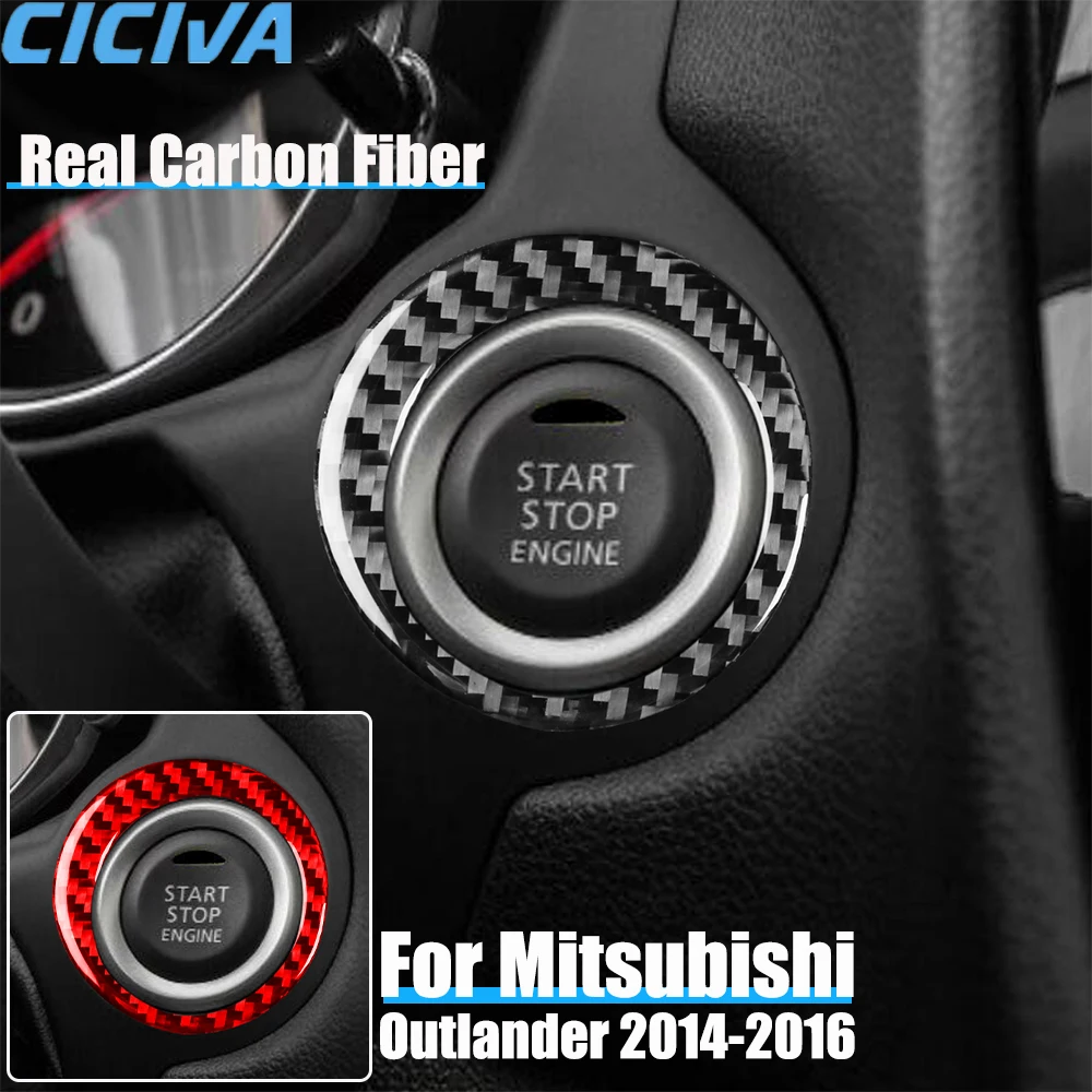 

Real Carbon Fiber Car Accessories Engine Start Button Trim Decorative Cover Soft Sticker For Mitsubishi Outlander 2014 2015 2016
