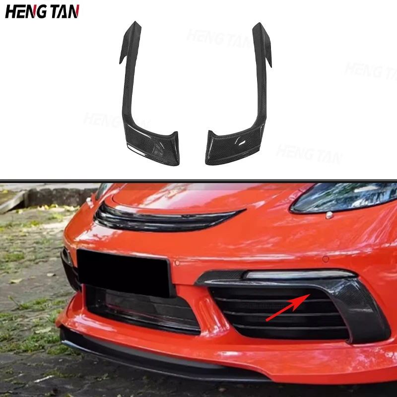 For Porsche 718 982 Cayman Boxster Carbon Fiber Front Bumper Blade Fog Lamp Tuyere Splitter Surround Trim Body kit