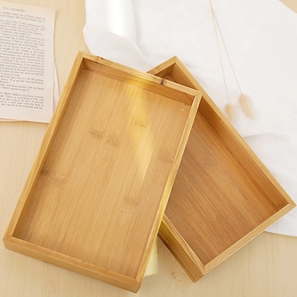 

Solid Wood Tea Tray Rectangular Platter Lightweight Classic Decorative Party Bamboo Storage Saucer Retro