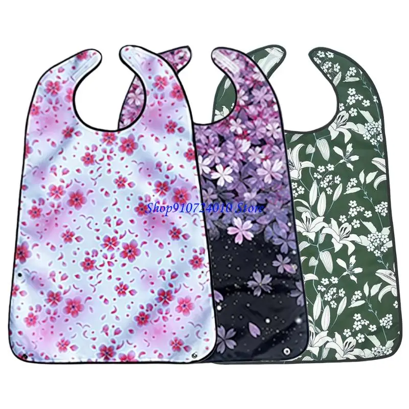 

77HD Adjustable Adult Mealtime Bib with Crumb Catcher Water Resistant Material Compact Portable For Indoor Outdoor Use