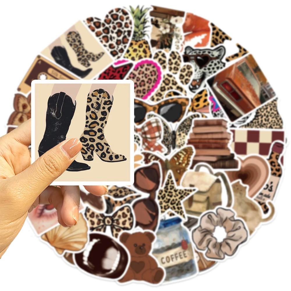 10/30/50pcs Leopard Print Grils Cartoon Stickers Ins Style Aesthetic Decals Decoration DIY Phone Notebook Bike Cool Graffiti Toy