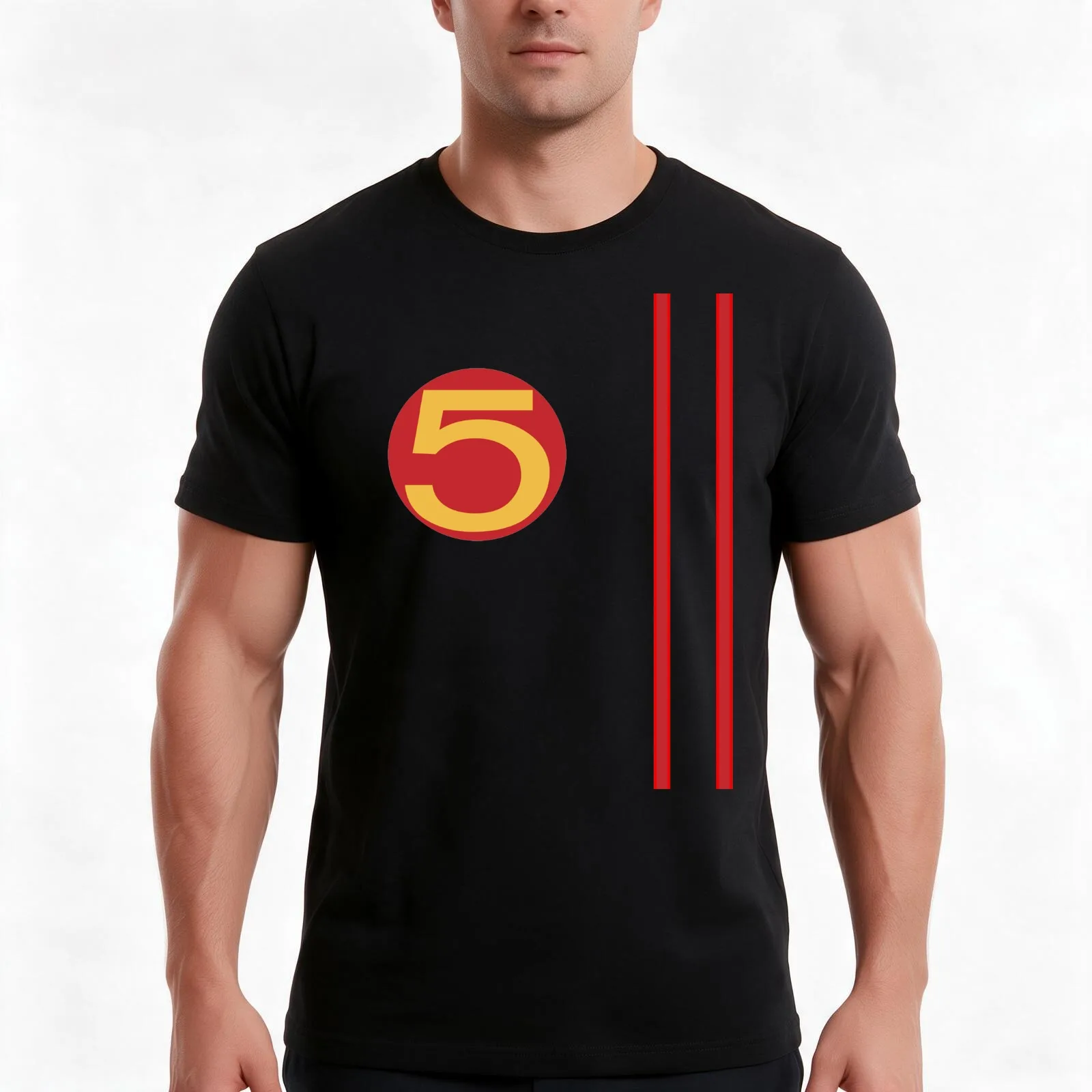 Mach 5 Speed Racer T-Shirt, Summer Casual Cotton Tee, Oversized Streetwear Tops, Vintage Graphic Print, Loose Fit Short Sleeve
