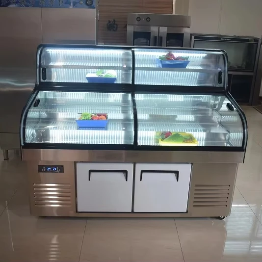 Three Temperatures Portable Large Supermarket Open Top Display Ice Meat Dip Freezer For Shop Cooked Food Cabinet