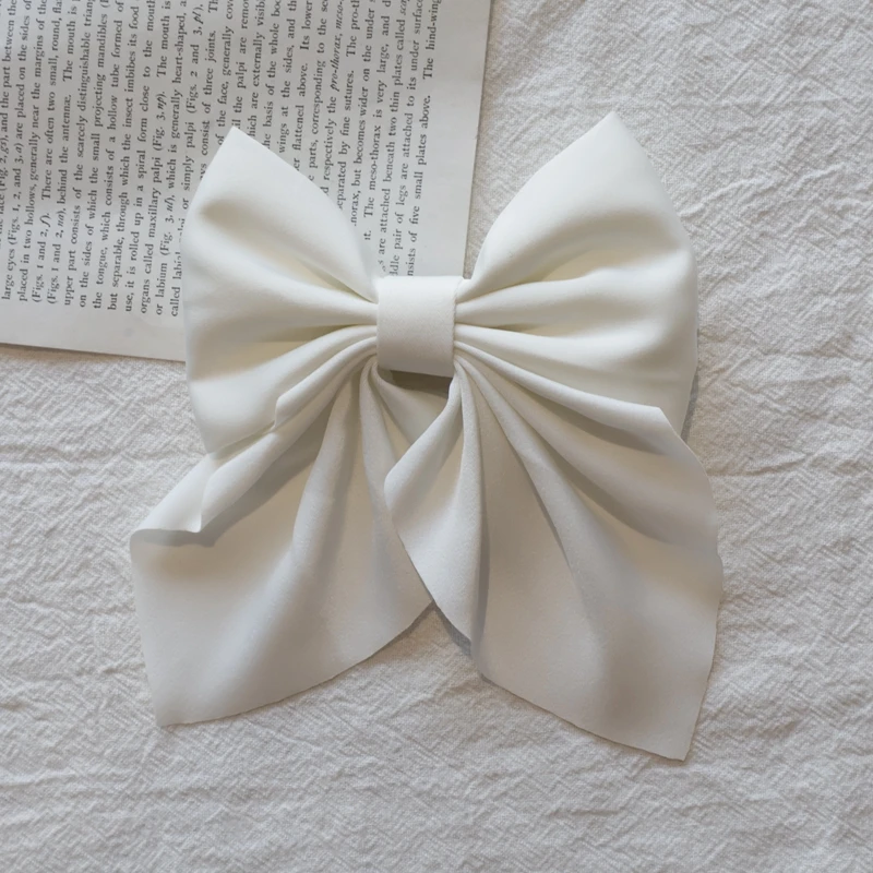 2PCS legant Bow Ribbon Hair Clip Fashion Simple Solid Satin Spring Clip Hair Pin Retro Headband  Clips Girls Hair Accessories