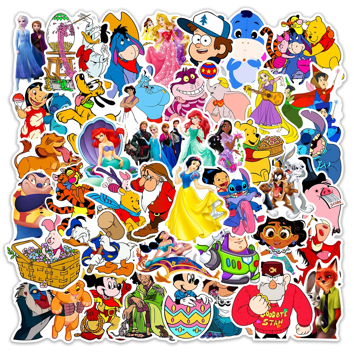 

50pcs Disney Mixed Cartoon Graffiti Stickers Waterproof Decals Stickers For Laptop Phone Thermos Diy Notebook Stickers Toys Gift