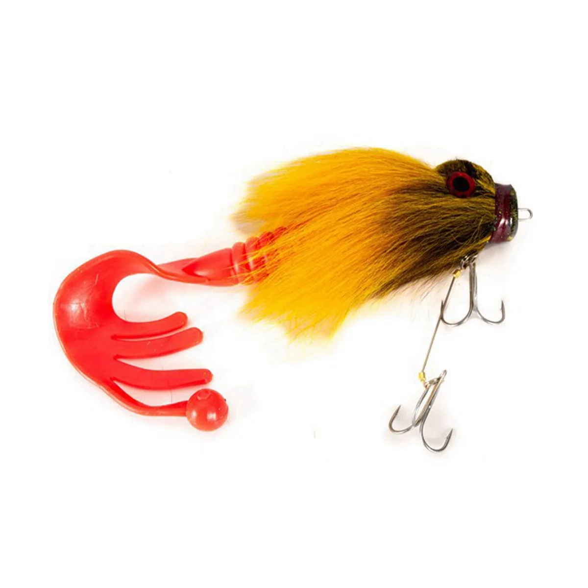 Mouse Fishing Lure Fly Hooks Freshwater Saltwater Lure Soft Fly with Double Hooks Yellow