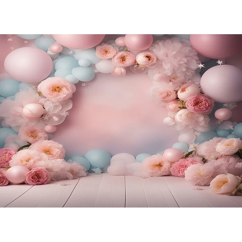 Fondo Digital de oso rosa para estudio de fotografía, telón de fondo para bebé, Pastel de cumpleaños, Estrella rosa Pastel, TD-04