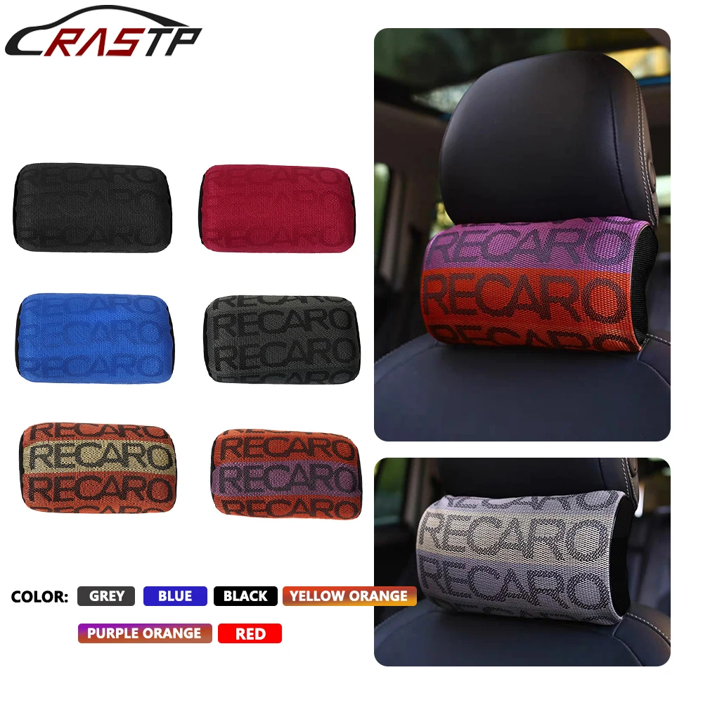 1pc Universal Soft Auto Pillow JDM Style RECARO Neck Pillow Fabric Gradation Car Seat Headrest Car Neck Pillows RS-BAG070