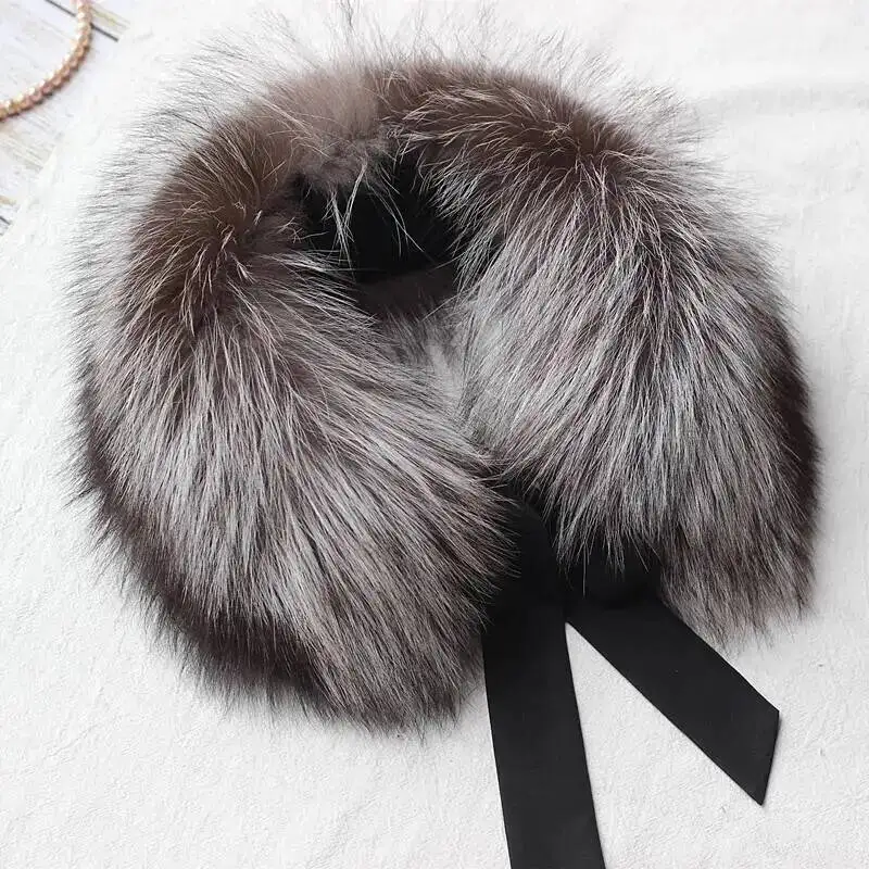 

Женский зимний роскошный шарф-воротник из натурального меха енота с воротником из лисьего меха, модный теплый дизайнерский шарф-палантин