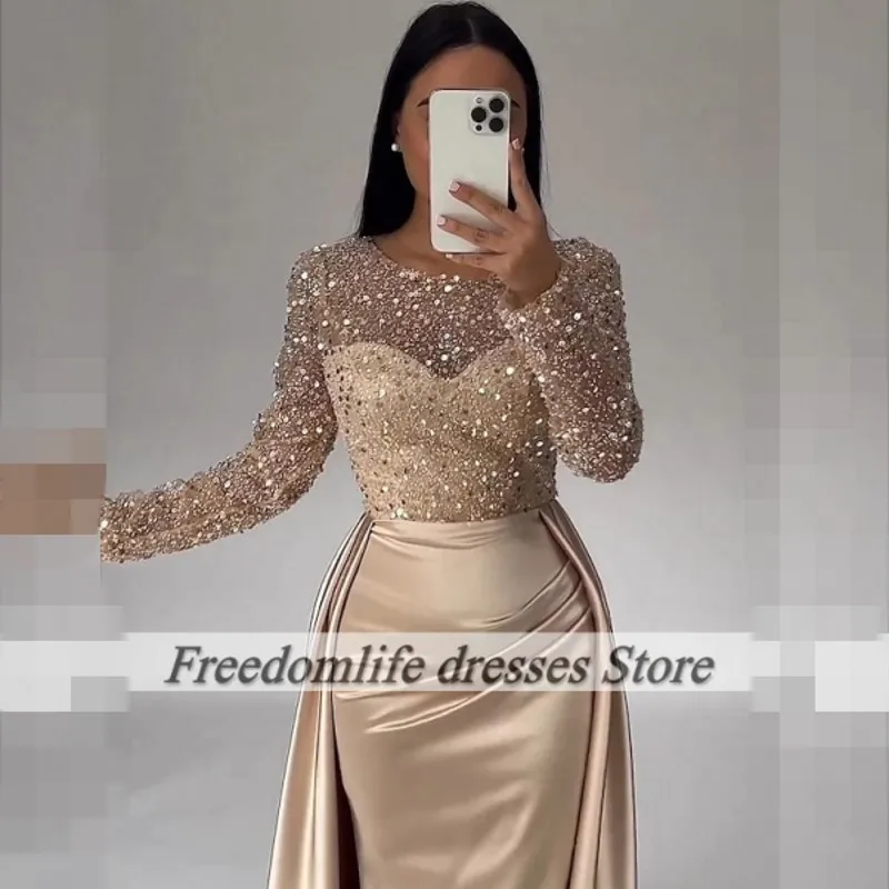 Arabic Dubai Mermaid Evening Dress Woman Elegant Long Sleeve Mermiad Wedding Reception Party Gown Formal Dresses Customized