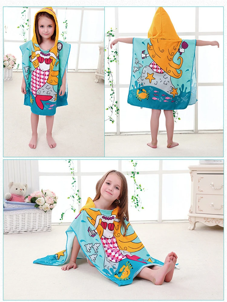 Kids Bathing Stuff Infant Washcloth Children\'s Bathobes Child Kid Hooded Cloak Bathrobe Towel Cotton Beach Towel Baby Robes