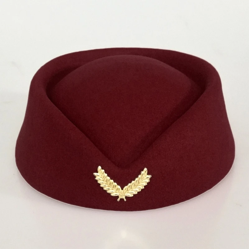 652F Beret Hat Caps Airline Stewardess Flight Attendant Vintage Looking Hat Uniform Stewardess Pillbox Hat Teardrop Hat