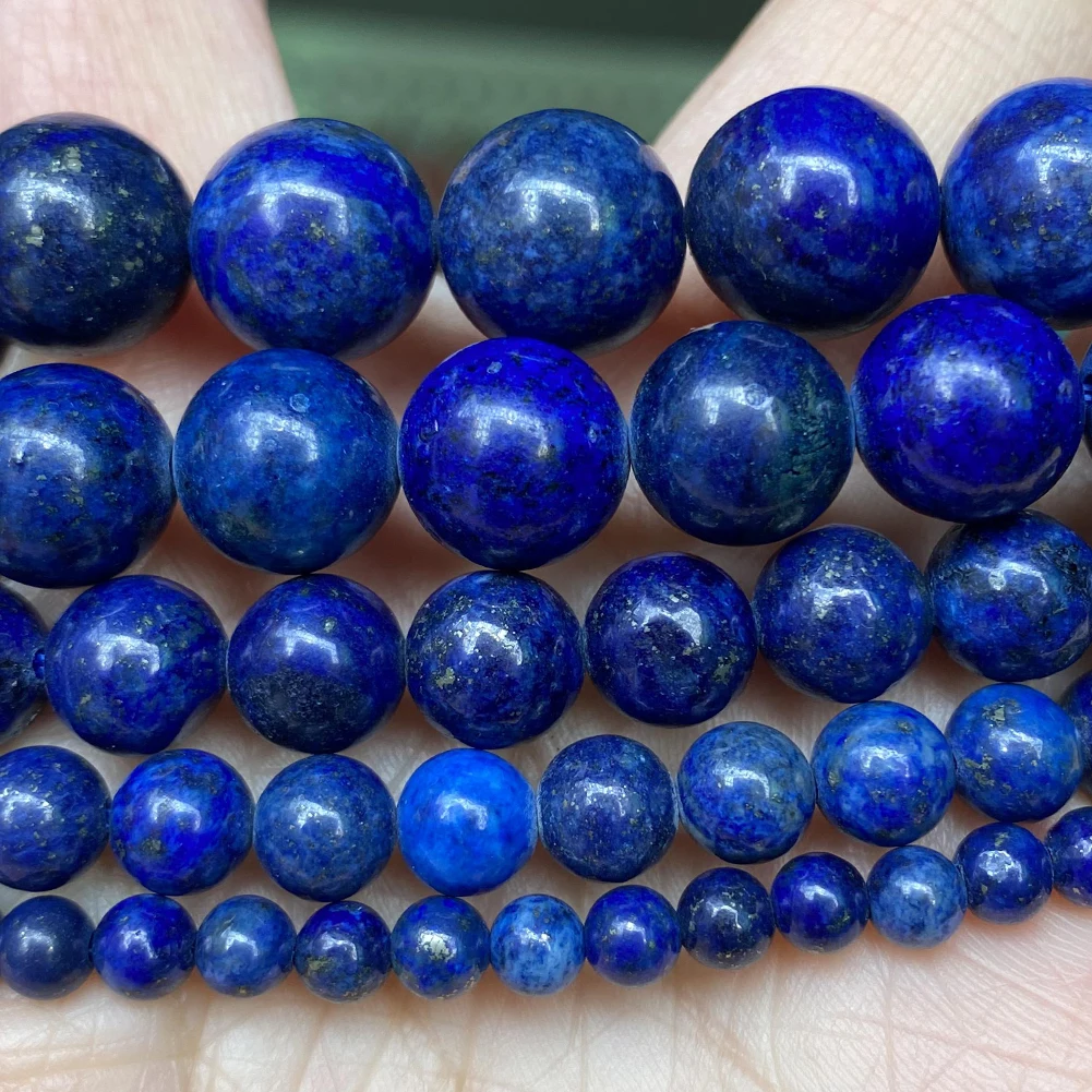 Natural Stone Beads Lapis Lazuli Round Loose Stone Beads For Jewelry Making DIY Bracelets Earrings Accessories 15''