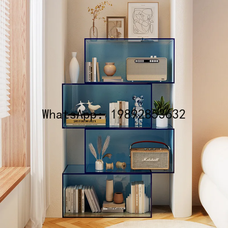 

P4-1 light small bookshelf multi-layer household combination acrylic transparent bookcase simple floor figure storage shelf
