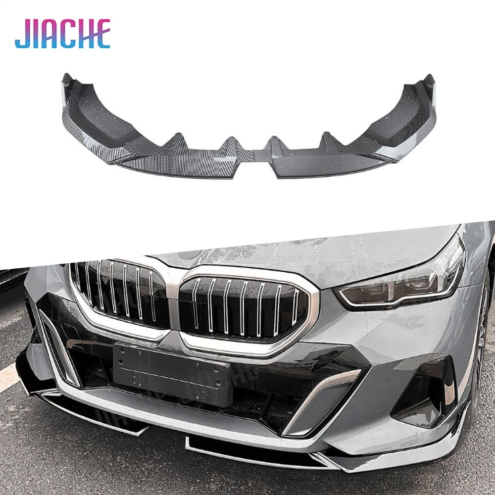 Carbon Look Front Bumper Lip Spoiler Front Lip Chin Apron Diffuser Body Kit For BMW 5 Serise I5 G60 G61 M Sport 2024+ ABS