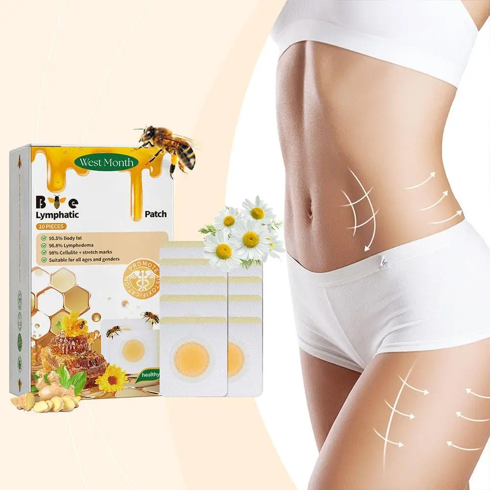 Abelha Lymphatic Slimming Patch, Aliviar o Stress, Body Shaping, Cuidados com os pés, Melhorar o peso perdido gesso, 10 pcs