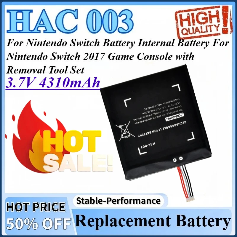 

3.7V 4310mAh HAC 003 For Nintendo Switch 2017 Game Console with Removal Tool Set For Nintendo Switch Battery Internal Battery