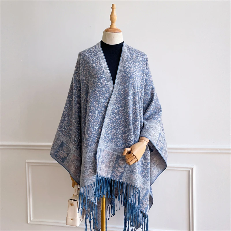 

Women Flower Pattern Shawl Scarf Soft Warm Polyester Square Scarves Wraps Shoulder Neck Protect Pashmina Scarves Poncho Stoles