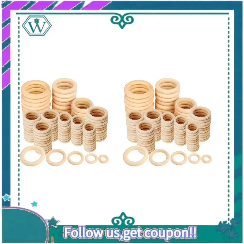 

A09P 240Pcs Natural Wood Rings Set, Unfinished Macrame Wooden Ring, Wood Circles For DIY Craft, Ring Pendant Jewelry Making