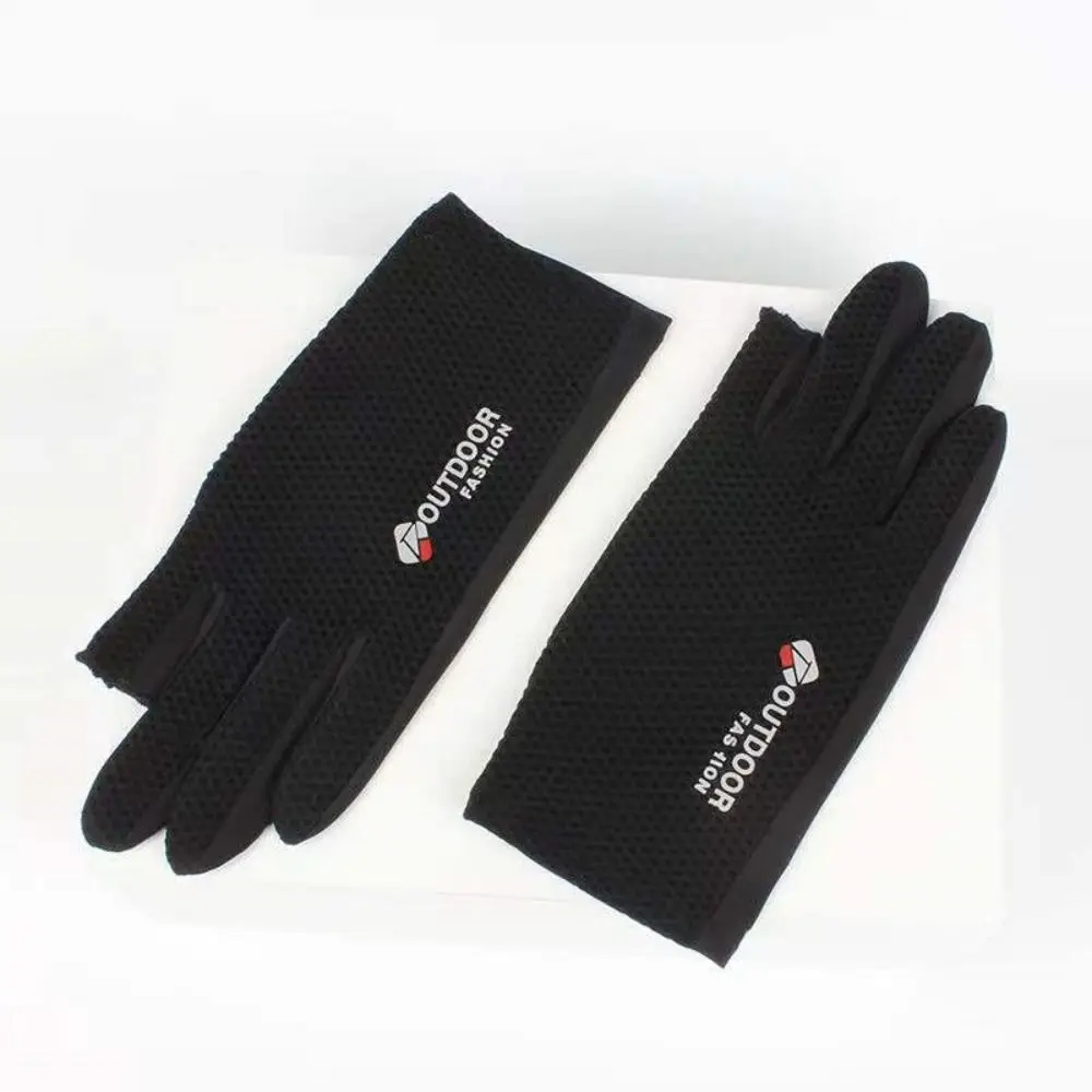 Mesh Ice Silk Gloves Comfortable Thin Non-slip Cycling Mittens Sun Protection Show Two Fingers Sports Gloves Training