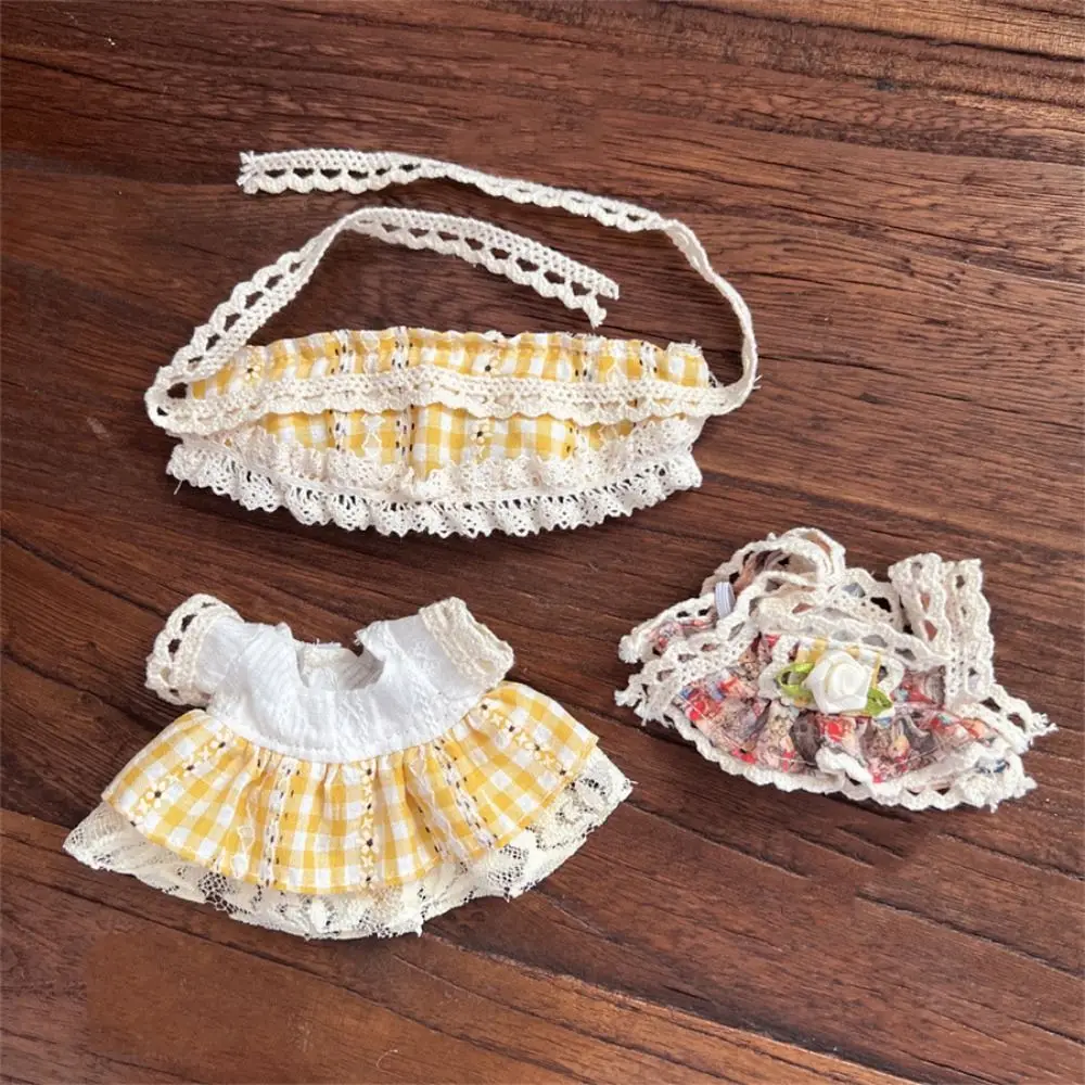 Lovely Maid Costume 10cm Dress Retro Multicolor Cartoon Skirt Camellia Miniature Cotton Halter Dress Stuffed