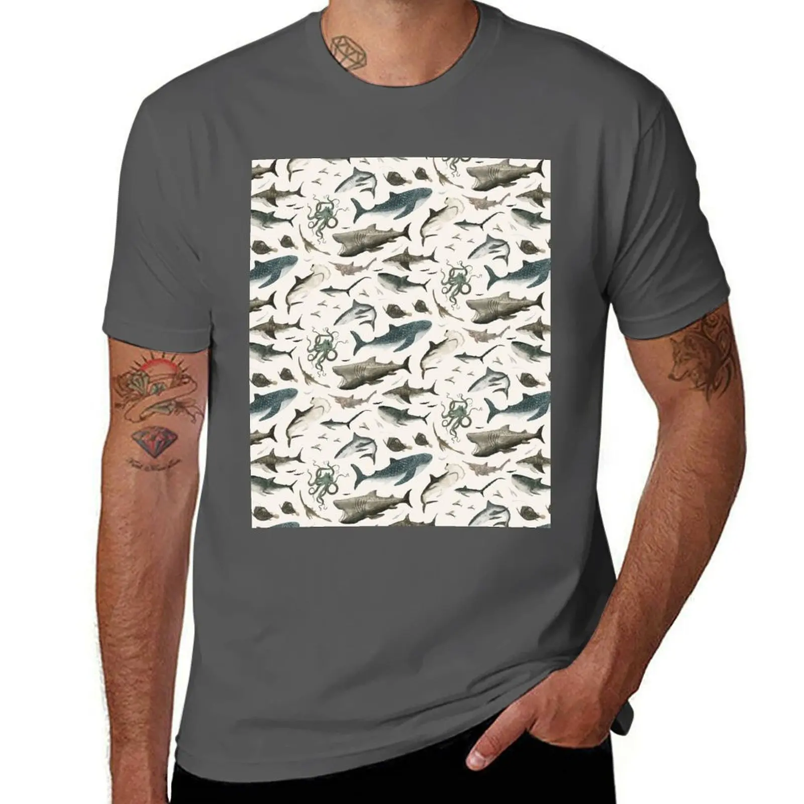 

Sharks T-Shirt Minimalist Graphic Tee Shirt