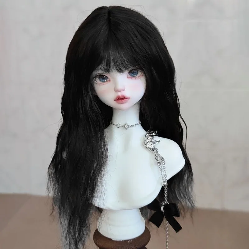 BJD Wig Long Hair with Curly Bangs Green White Black Blonde 1/3 1/4 1/6 Change Clothes Plaything Accessory Toy for Girl's Gift
