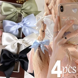 Elegant Satin Bow Hair Clips for JK Girls Kawii Barrettes Cute Hair Accessoires Kids Black White Ribbon Woman Hairpins Hairgrip