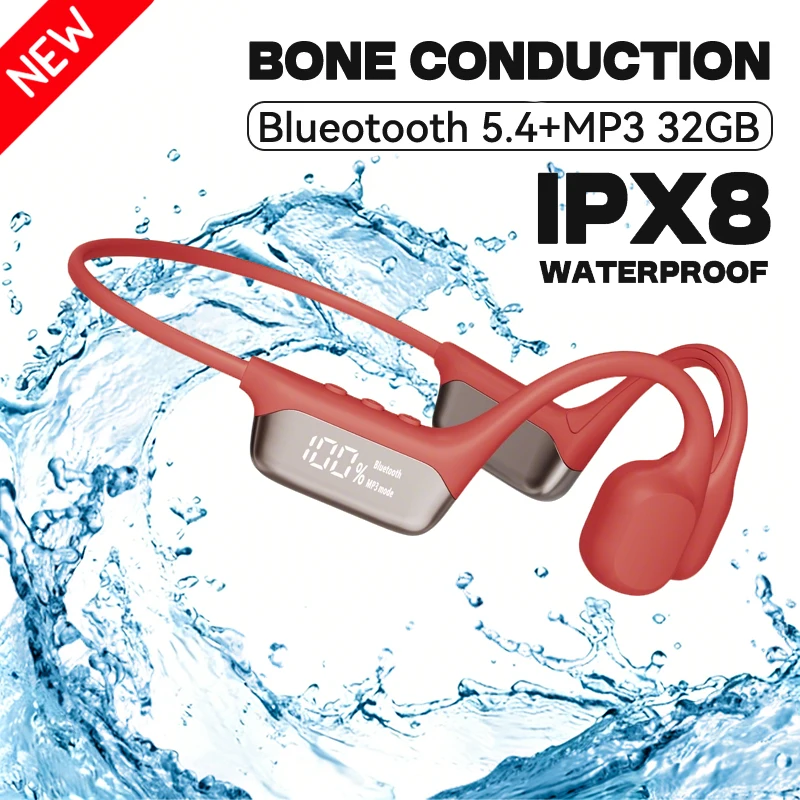 S10 Bluetooth 5.4 Echte beengeleidingshoofdtelefoon IPX8 Waterdicht DT5.0 MP3 Ingebouwd 32GB geheugen LED digitaal display om te zwemmen