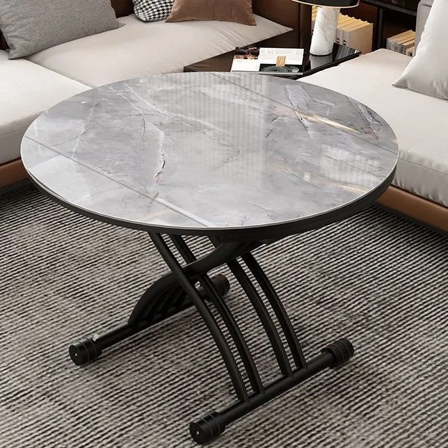 Multifunctional folding lift coffee table dining room simple light luxury advanced rock slab home