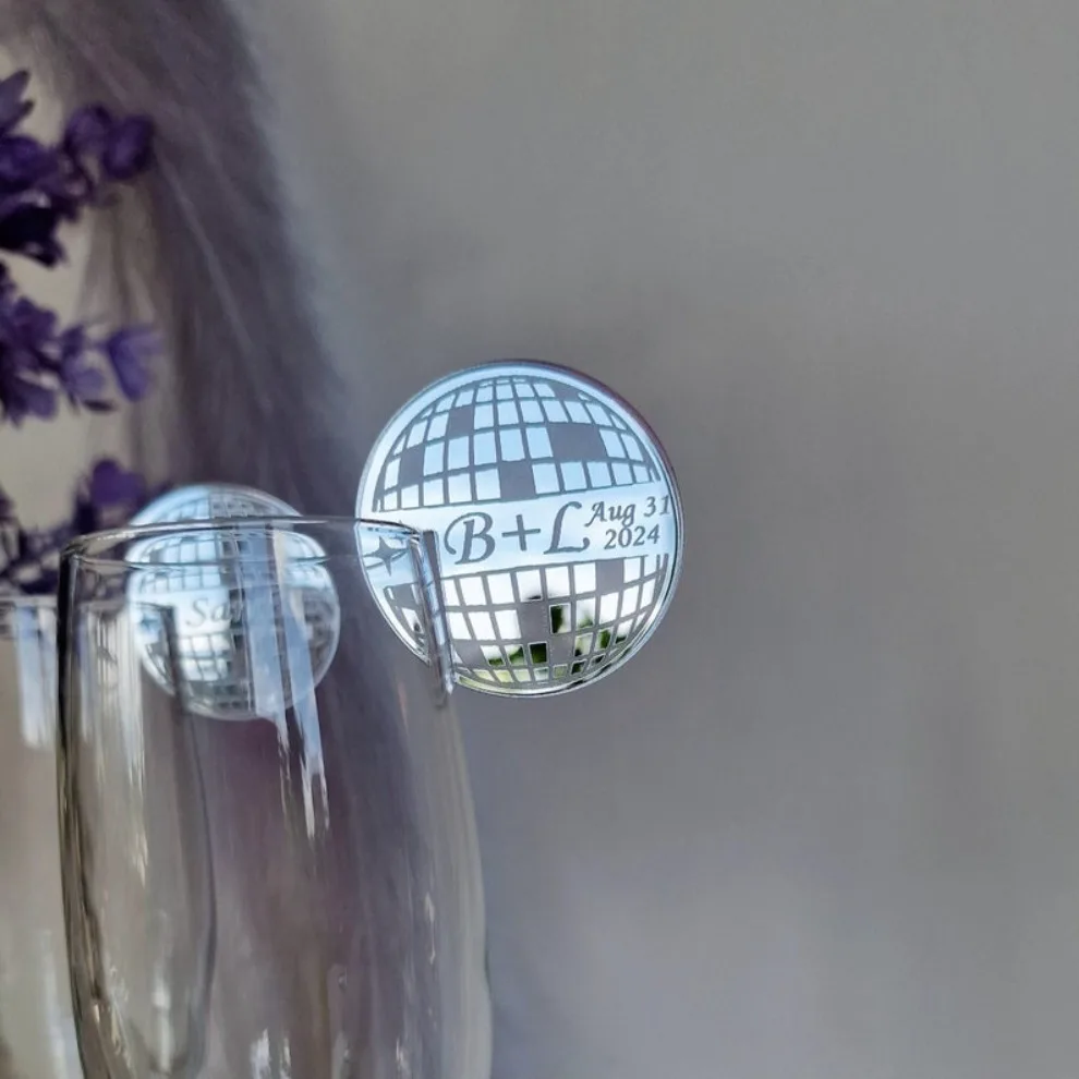 Custom Disco Ball Acrylic Drink Tag  Personalized Place Card  Last Disco Drink Charms  Disco Bachelorette Favors  Hens Party