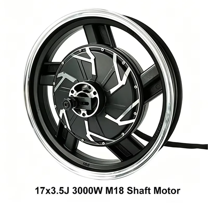 60V 72V 3000W 40H 17x3.5J 17 Inch Rim M18 Shaft 200mm Dropout Size Rear Disc Brake Type Electric Motorcycle Motor