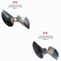 1pcs 478/678 Two-blade Boat Model Aluminum Propeller Inner Diameter 5mm/6.35mm Diameter 78mm Pitch 1.4/1.6