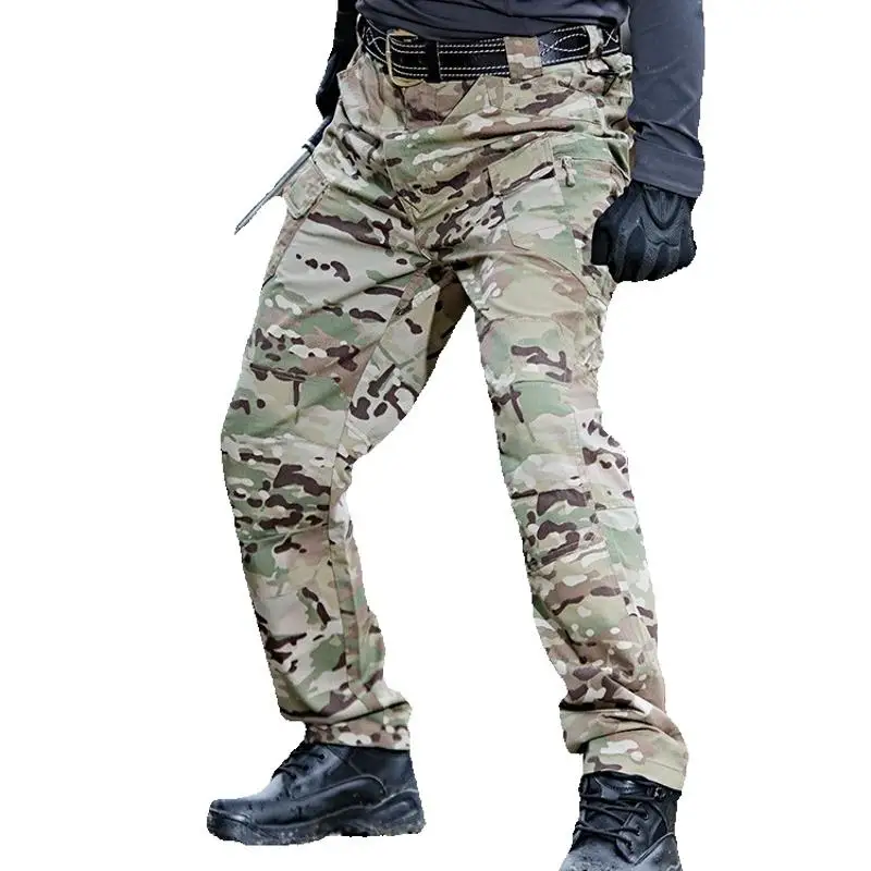 Outdoor Men's Quick Drying Training Waterproof Camouflage Work Pants Spring Autumn Exploration Multi Pocket Wear Resistant Pants