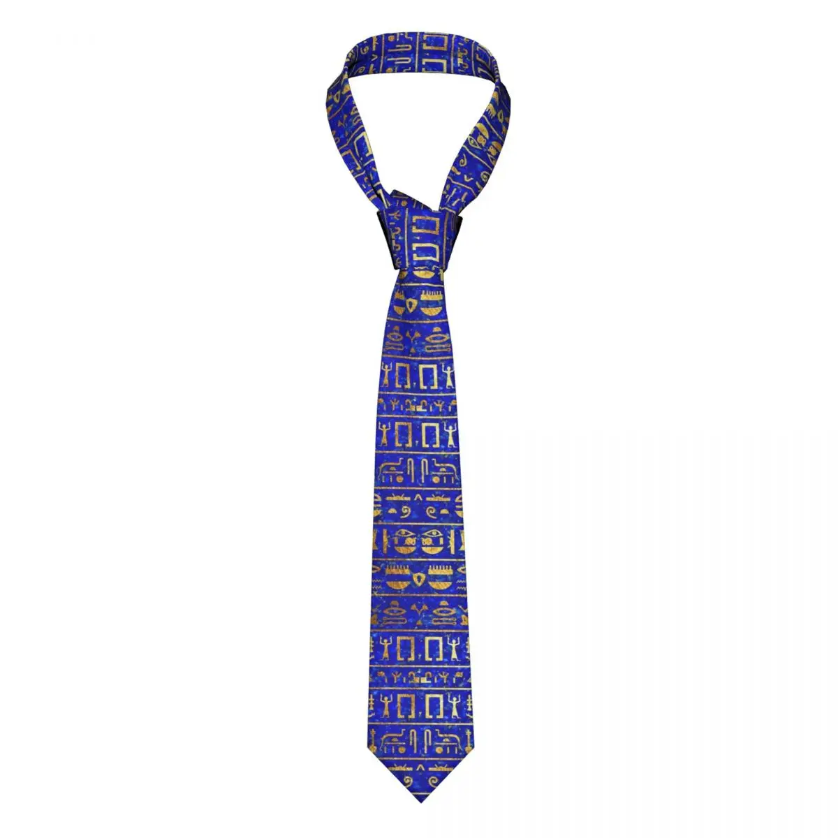 Gold Hieroglyphics Neckties Unisex Polyester 8 cm Egyptian Neck Tie for Men Casual Narrow Suits Accessories Cravat Business