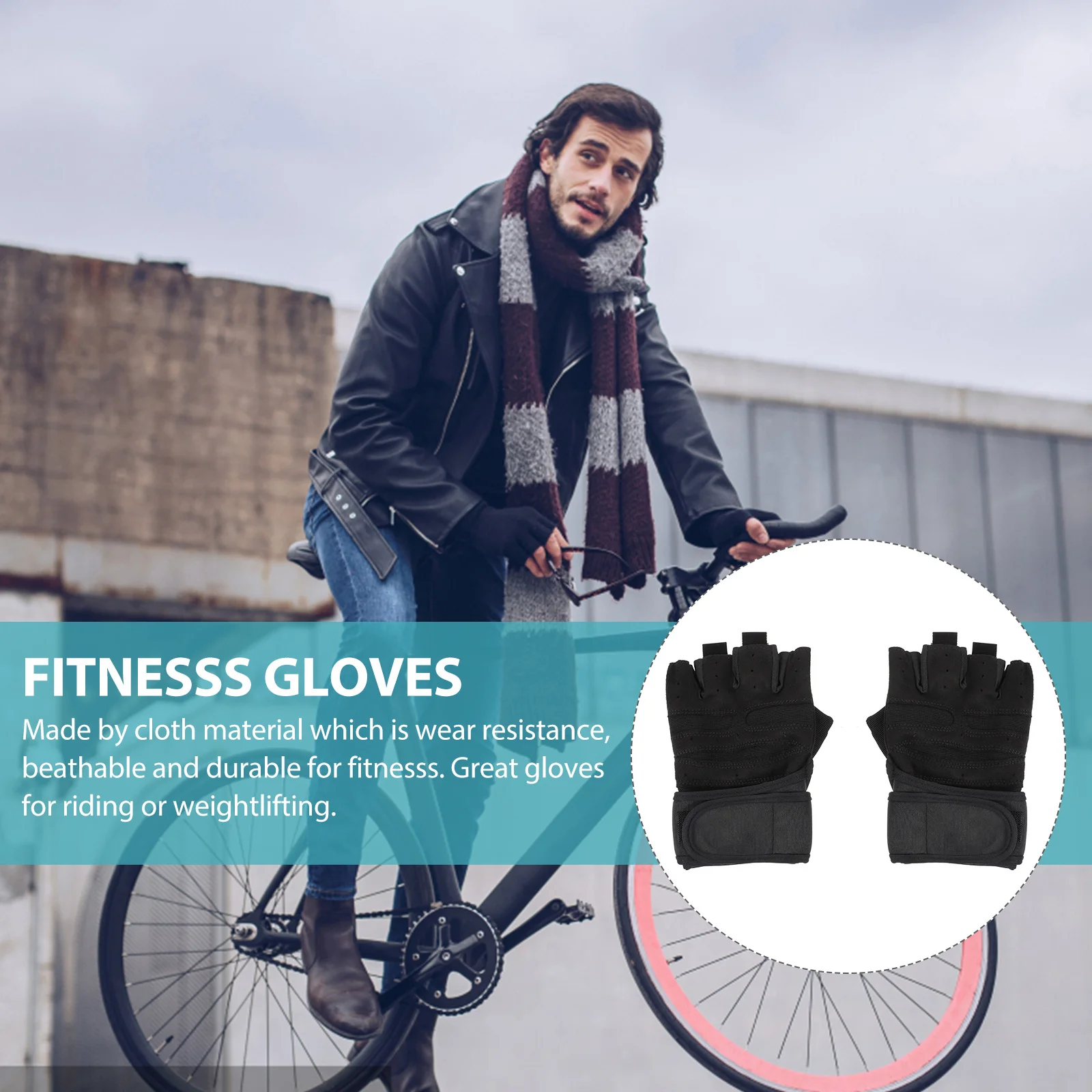 

1 Pair Sports Half-Finger Gloves Black L Size Breathable Elastic Fabric For Fitness Riding Climbing Gym Workout Anti-Slip