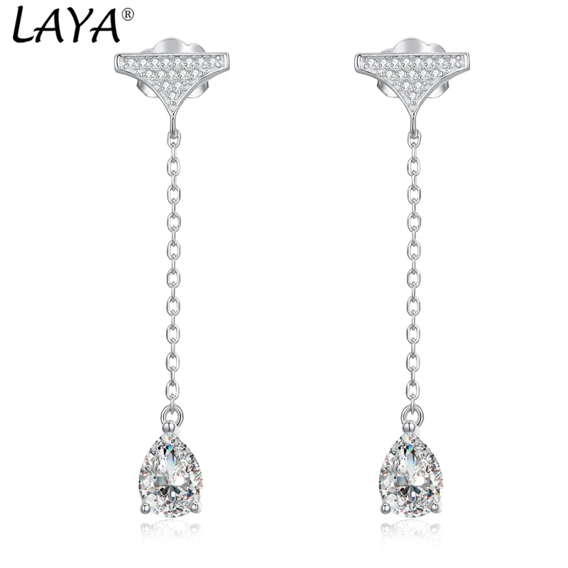 LAYA Real 925 Sterling Silver  Stud Plate Classic Pear shaped D Color 1 Carat a Pair Moissanite Pendant Earring Jewelry 2023